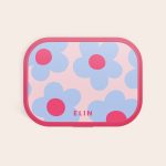 Personalised Mepal lunchbox in pink and blue floral print with the name Elin printed on its lid. Their name makes lunchtime special.