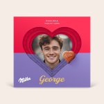 Personalised Milka Hearts 3D Gift Box printed with a photo of a man and the name George