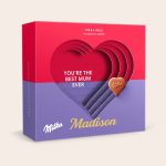 Personalised Milka Hearts 3D Gift Box with a message "You're the best Mum Ever" and the name "Madison" printed on the front