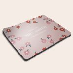 Pink floral mouse mat printed with Thank You Mrs Smith For Teaching Me. This unique photo mouse mat features customizable text.