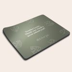 A green personalized photo mouse mat with white leaf patterns, printed with "Teacher Lewis, Thank you, I had a great school year! All the best, Jake".