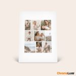 ChromaLuxe aluminum photo frame printed with a collage of personalized family photos