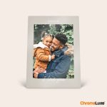 ChromaLuxe aluminum photo frame printed with a customizable "Daddy & Me" photo and "I love you" text
