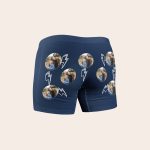 Dark blue boys personalized boxer shorts with full color printed photos and white lightning bolt designs