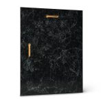 Dark speckled back of a personalized best dad certificate with hanging slots