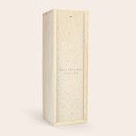 Personalized champagne in an engraved wooden gift case with Merry Christmas Louis & Jade