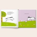 Personalised bedtime story with an illustration of a chick kissing a horse goodnight