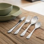 A personalized Miffy children's cutlery set with the name Max engraved on each utensil, featuring a Miffy design.