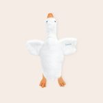 Personalised cuddly toy goose embroidered with the name Jamie on its wing