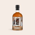 Dark rum with a personalized label featuring a photo of a couple and "Happy Birthday" text.