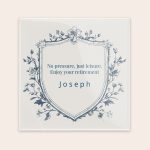 Personalized ceramic tile printed with a floral design, a custom proverb "No pressure, just leisure. Enjoy your retirement", and the name Joseph