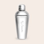 Personalized Espresso Martini cocktail shaker engraved with the name Samantha and flower design