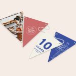 Personalised garland - Triangle - M - 5m printed with "Global Grain Bakery" logo, a custom photo, and "10 Years Baking with Love" text
