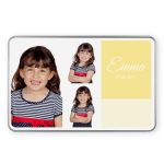 Personalized first communion memory tin printed with photos of a girl and her name Emma and date 01-06-2017