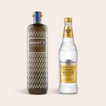 Bobby's gin bottle and Fever-Tree tonic water, a personalized gin and tonic gift set
