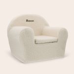 Off-white personalised kids teddy chair with the name Mason embroidered on the backrest