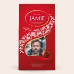 Red Lindor chocolate gift box with a photo, a name JAMIE and a message, personalized with text.