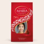 Red Lindor chocolate gift box personalized with a photo, the name Maria, and a message.