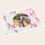 Personalized unicorn photo gift with a girl and a pony, custom printed with your special photo