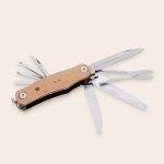 Personalized pocket knife with a light brown wooden handle engraved with a heart and initials AW a perfect pocket companion