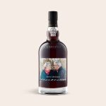 Graham's 10 Years Cask Matured port with a customizable photo label featuring an elderly couple and the text Merry Christmas