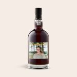 Graham's 20 Years port bottle with a personalized photo label reading "Congrats" and a smiling woman