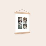 Personalized photo poster with a magnetic poster hanger featuring four custom family photos printed on the poster