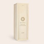 Bacardi Reserva Ocho rum in an engraved wooden case with a personalized message and name