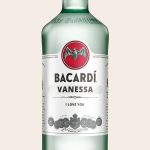 Personalized Bacardi Carta Blanca rum bottle with a printed label featuring the name Vanessa and the text I LOVE YOU.