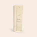 Bacardi white rum in an engraved wooden case with a ribbon design Amara and all I want for Christmas is you text