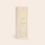 Engraved wooden case for Jägermeister liqueur with a personalized name Amara and the text all i want for christmas is you