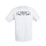White men's sport shirt with Gabriel and 2017 printed inside a banner design