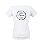 White sporty and fashionable ladies sports t-shirt printed with "Bootcamp Girl Annie 2018" and a personalized name