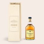 Dalwhinnie 15 Years whisky in an engraved wooden case with the name JOSH