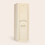 Dalwhinnie 15 Years whisky in an engraved wooden case with a birthday message and name Jade