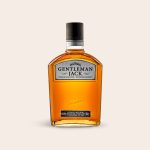 Bottle of Gentleman Jack whiskey in an engraved wooden case with a personalized message