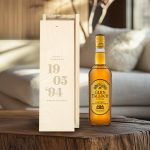 Glen Talloch whisky in an engraved wooden case with Happily Married On, 19 05 94, Gareth & Audrey