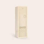Glen Talloch whisky in an engraved wooden case with the name David and Happy Birthday text