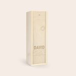 Jack Daniels whisky in an engraved wooden case with the name David, date 2001 and Happy Birthday message