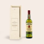 Jameson whisky in an engraved wooden case with the name Josh and This Whisky Belongs To text