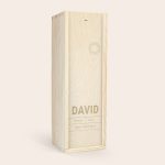 The Balvenie whisky in an engraved wooden case personalized with the name David and a Happy Birthday message.