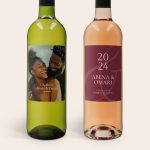 Personalized Belvy white wine with a photo label and rosé wine with a 2024 Abena & Omari label.