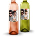 Two bottles of personalized oude kaap wine, one rose and one white, with custom photo labels printed with a selfie and the text YOU ARE THE SWEETEST