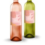 Two bottles of oude kaap wine, one rose and one white, with personalized pink labels that say Its a Girl Welcome Orla