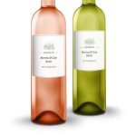 Two wine bottles a rose and a white wine with a personalized label that says Steven & Zoe Scott Just Married
