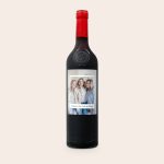 Delicious Ramon Bilbao Gran Crianza wine bottle with a personalized photo label showing three women and the text Cheers to Friendship. Give a unique photo label gift.