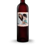 Ramon Bilbao Reserva wine bottle with a personalized photo and text label printed with a photo of two women framed by flowers