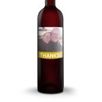 Ramon Bilbao Reserva wine bottle with a personalized photo label and custom text reading THANKS