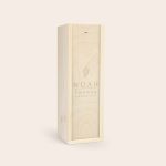 Personalized wooden wine case for Ramon Bilbao rosé engraved with "Noah Thanks for Everything" and a leaf design
