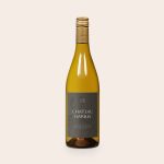A bottle of Salentein Chardonnay with a black label printed with "Chateau Harris" and a custom photo or text.